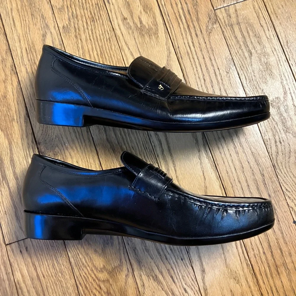 French Shriner Concord Mens 15M Black Leather Penny Loafers Dress Shoes